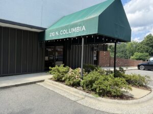 Exterior of 210 N Columbia Street building in Chapel Hill where Kendall Page Attorney at Law is located